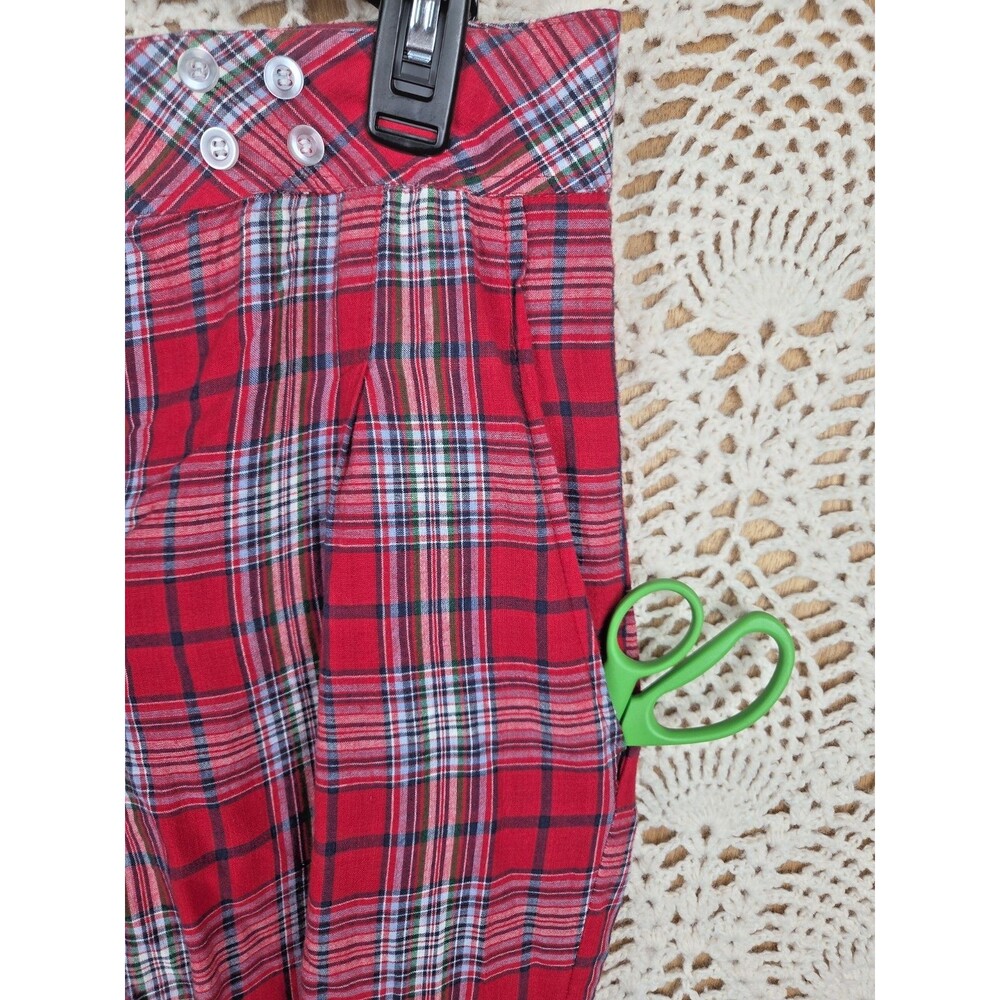Project 6 Red Checked Plaid Large Kiku Pants Steam Punk Grunge 90s Emo Tapered - Picture 13 of 13
